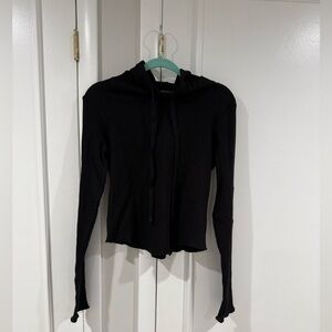 Cotton Candy Black Waffle Hoodie Top